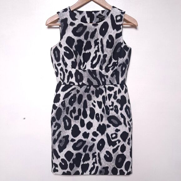Ann Taylor Leopard Animal Print Silk  Sleeveless Sheath Dress 0P 0 Petite - Picture 1 of 10